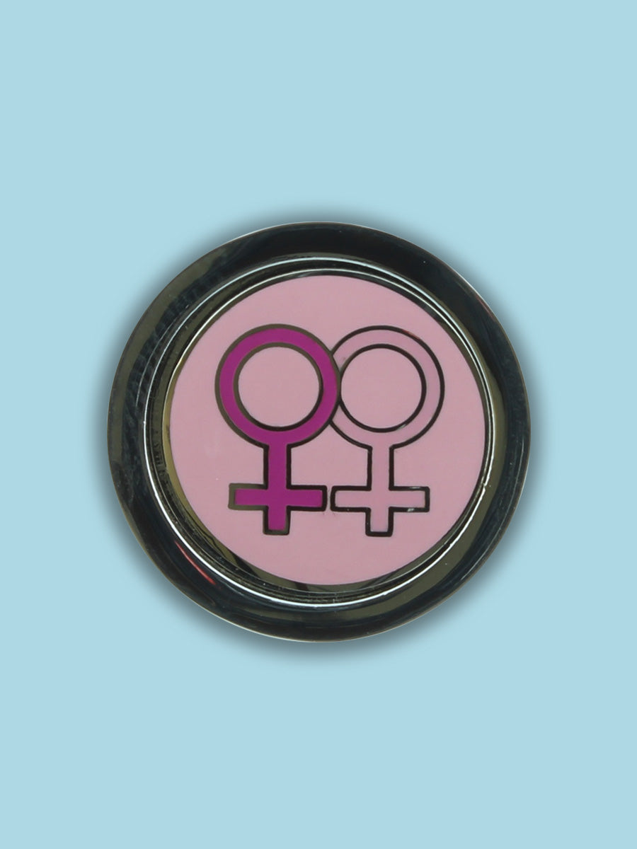 Pink Female Female Same Sex Enamel Pin Badge – Grindstore