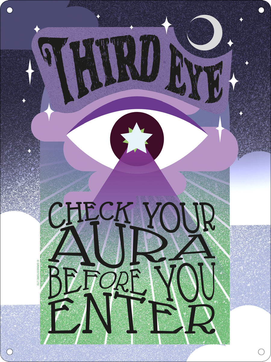 Check Your Aura Before You Enter Mini Tin Sign Grindstore