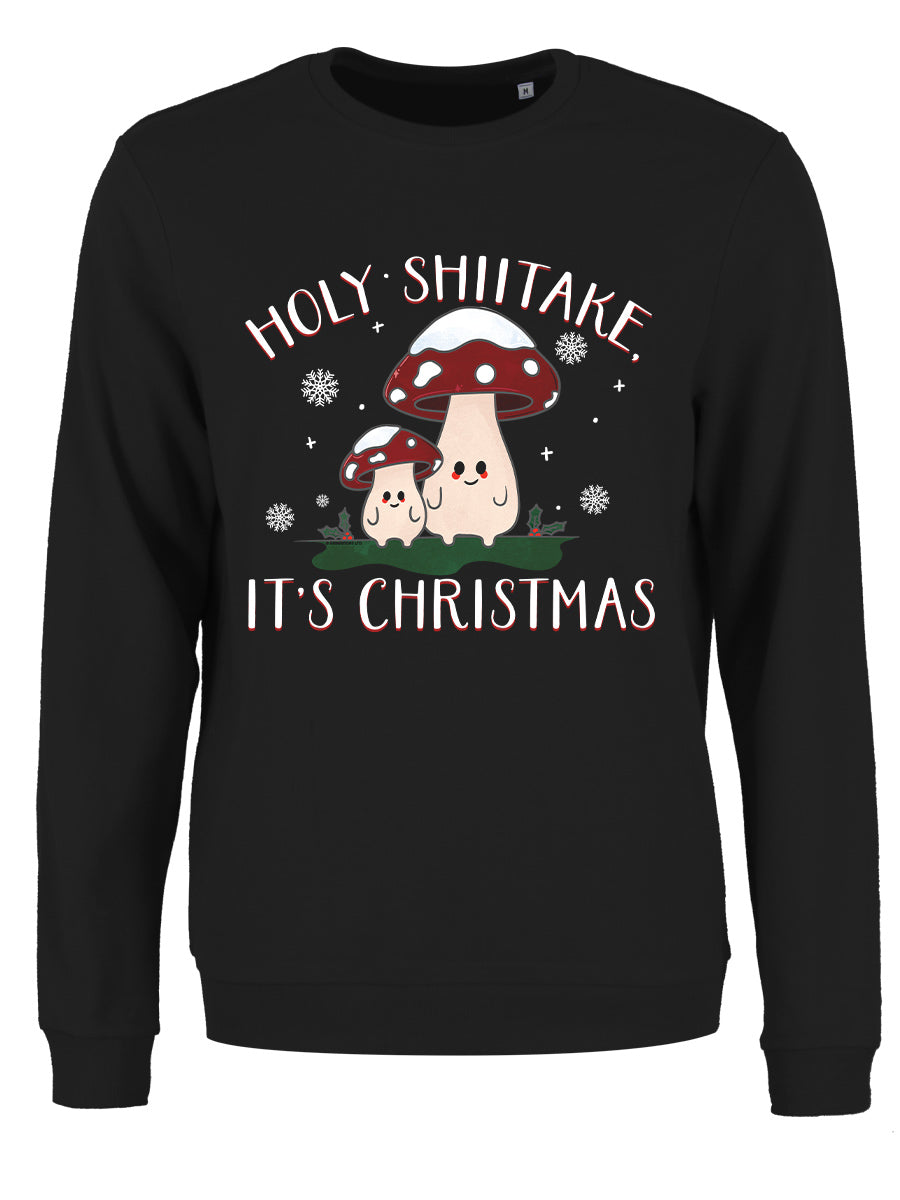 Holy Shiitake It s Christmas Ladies Black Christmas Jumper