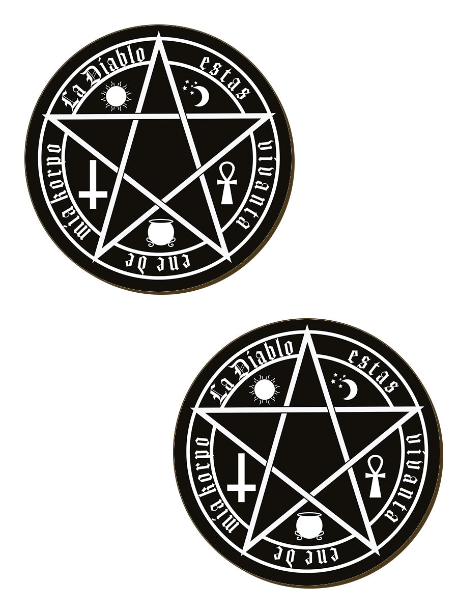 The Devil Is Living In My Flesh Satanic 4 Piece Coaster Set