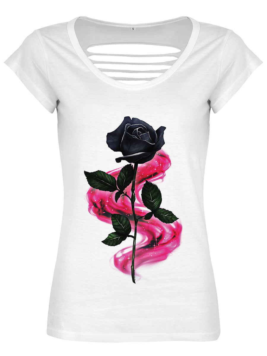 Ebony Bloom Ladies White Razor Back T-Shirt