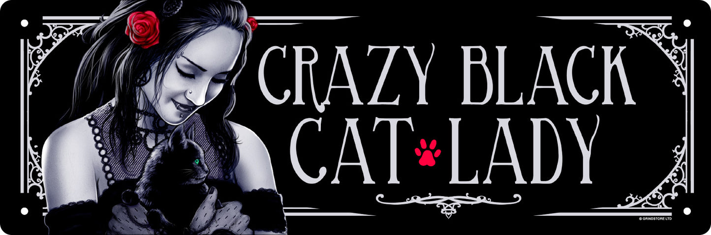 Crazy Black Cat Lady Slim Tin Sign