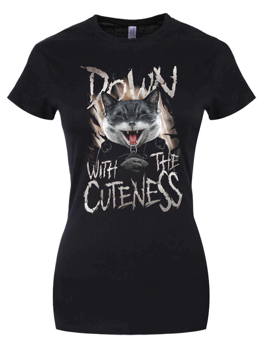 Playlist Pets Down With The Cuteness Ladies Black T-Shirt