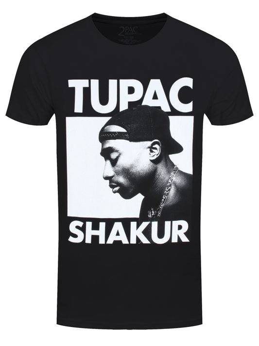 Tupac Eyes Closed Men's Black T-Shirt