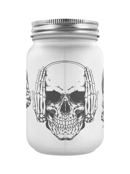 See No Evil, Hear No Evil, Speak No Evil Frosted Mason Jar