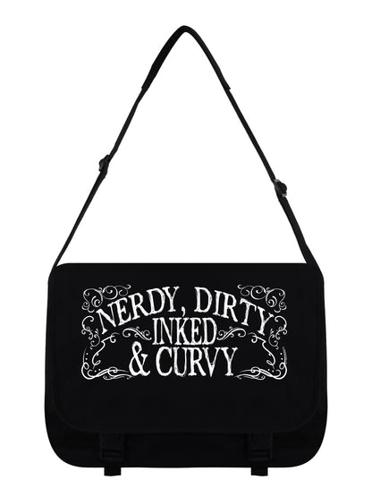 Nerdy, Dirty, Inked & Curvy Black Messenger Bag