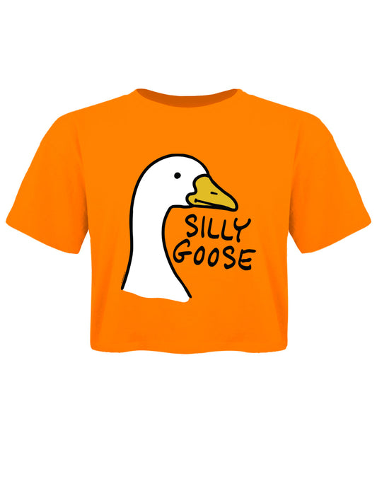 Silly Goose Orange Boxy Crop Top