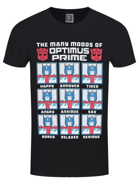 Transformers Many Moods Of Optimus Prime Men's Black T-Shirt