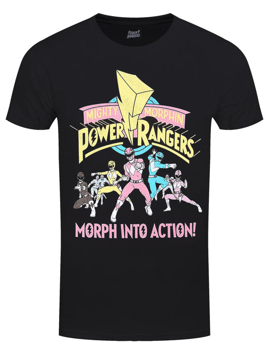 Power Rangers Morph Into Action Men's Black T-Shirt