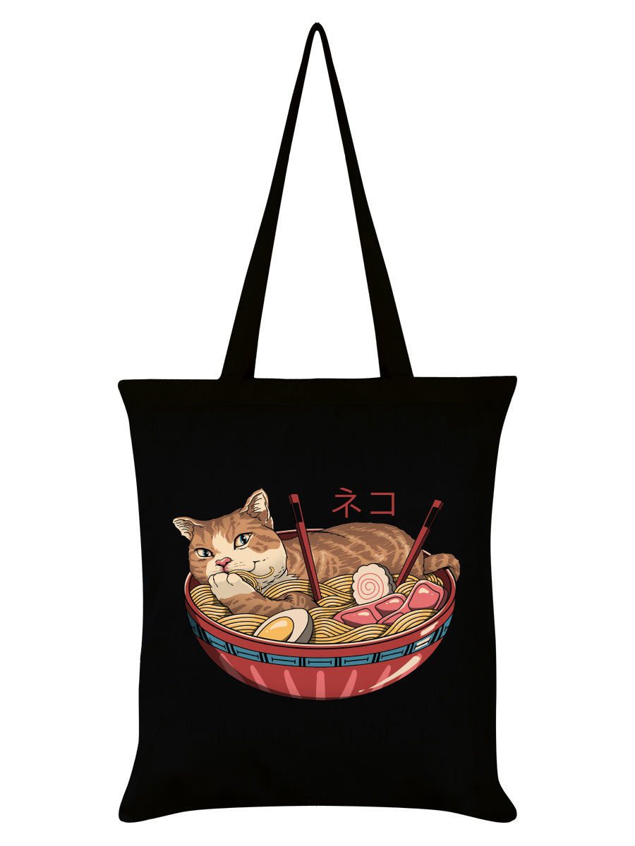 Vincent Trinidad Neko Ramen Bowl Black Tote Bag