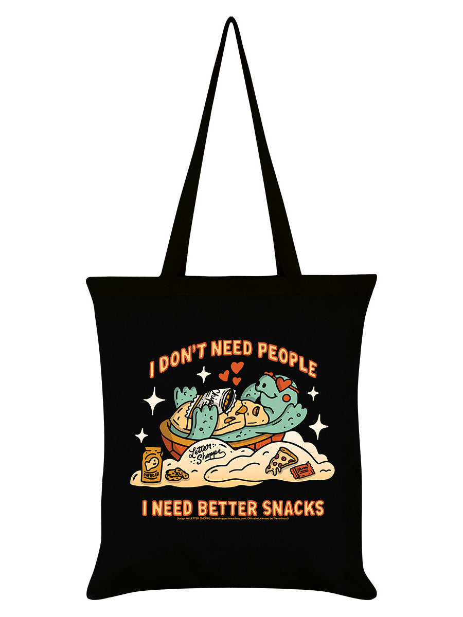 Letter Shoppe Snacks Black Tote Bag