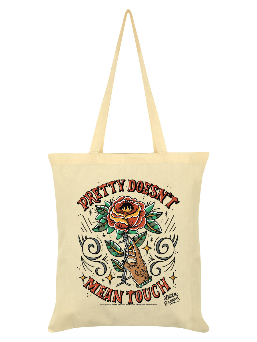 Letter Shoppe Pretty Doesn't Mean Touch Cream Tote Bag