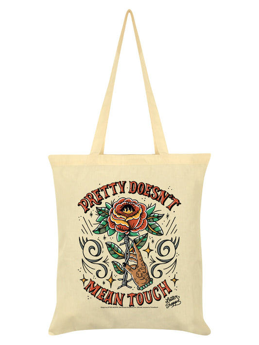 Letter Shoppe Pretty Doesn't Mean Touch Cream Tote Bag