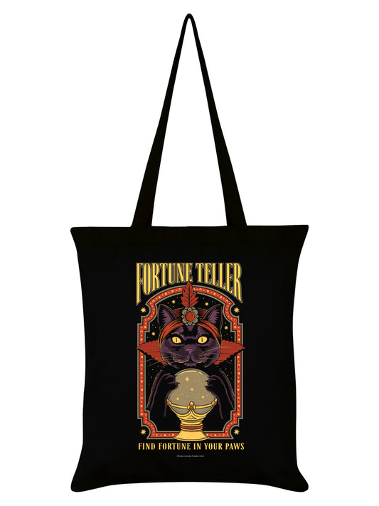 Fortune Teller Cat Black Tote Bag