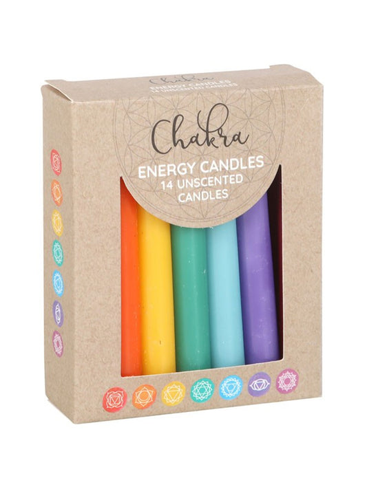 Pack of 14 Unscented Chakra Energy Candles