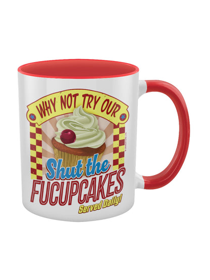 Why Not Try Our Shut The Fucupcakes Red Inner 2-Tone Mug