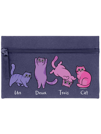 Un Deux Trois Cat Purple Pencil Case