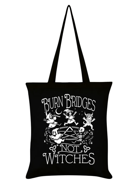 Burn Bridges Not Witches Black Tote Bag