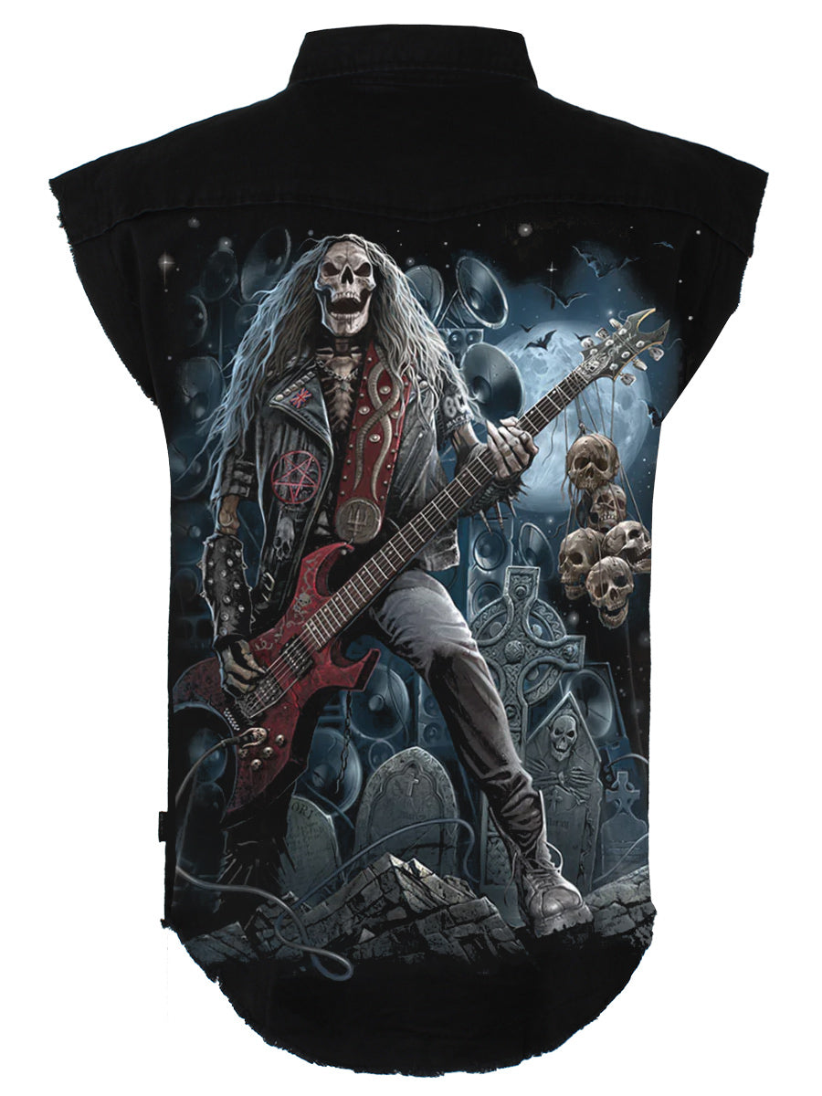 Spiral Grim Rocker Sleeveless Black Worker Shirt