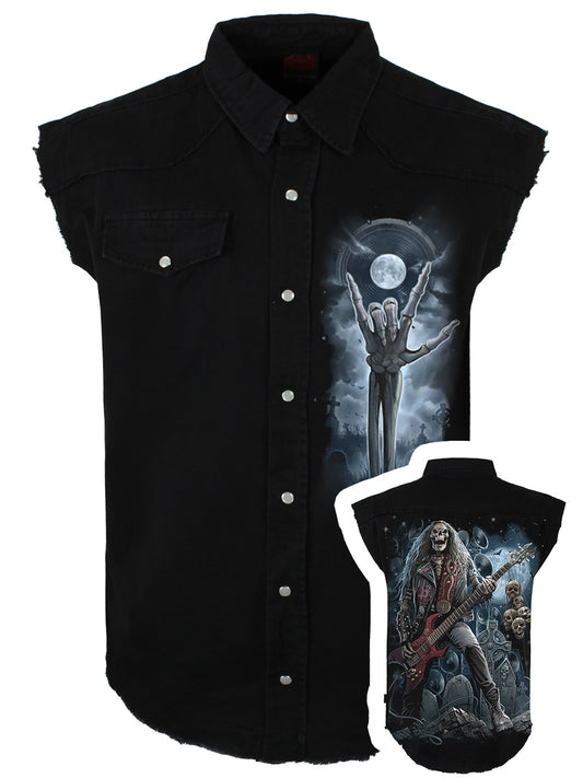 Spiral Grim Rocker Sleeveless Black Worker Shirt