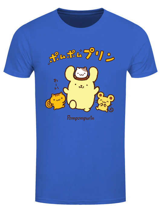 Sanrio Pompompurin 4 Friends Men's Royal Blue T-Shirt