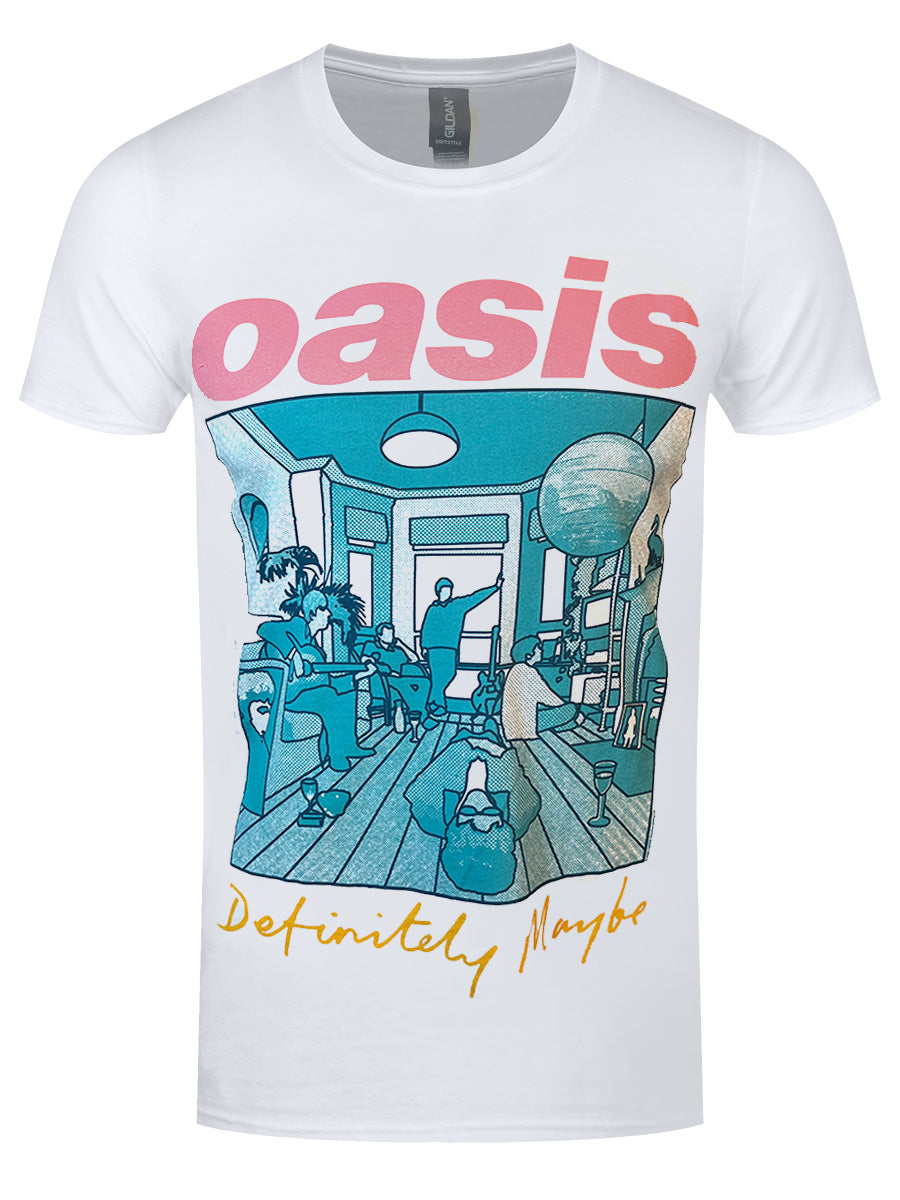 Oasis Definitely Maybe Illustration Colour Men's White T-Shirt