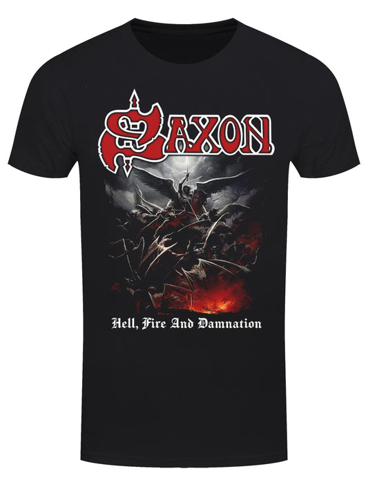 Saxon Hell, Fire And Damnation Men's Black T-Shirt