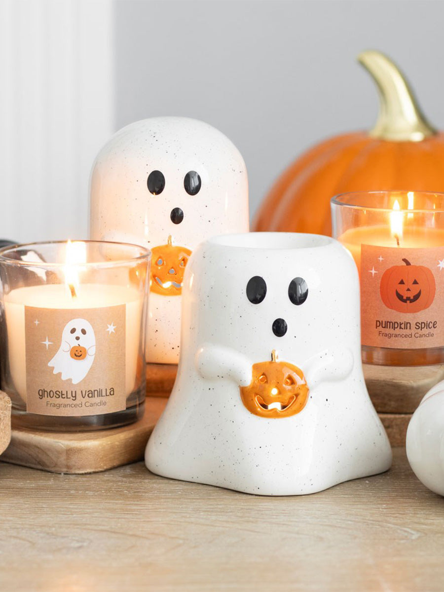 Ghost Shaped Oil Burner With Pumpkin