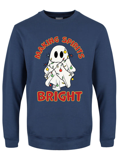 Making Spirits Bright Ghost Men's Airforce Blue Christmas Jumper