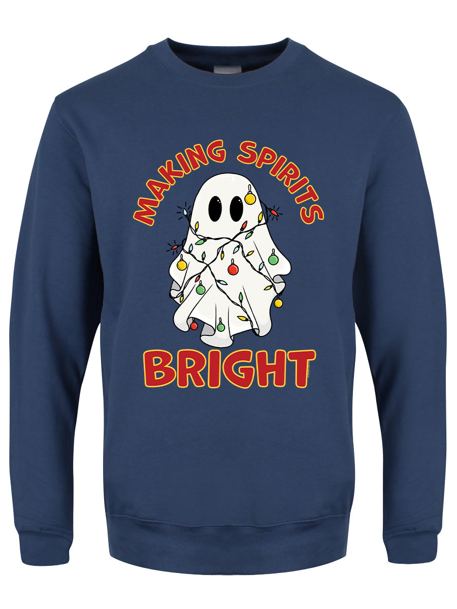 Making Spirits Bright Ghost Men's Airforce Blue Christmas Jumper