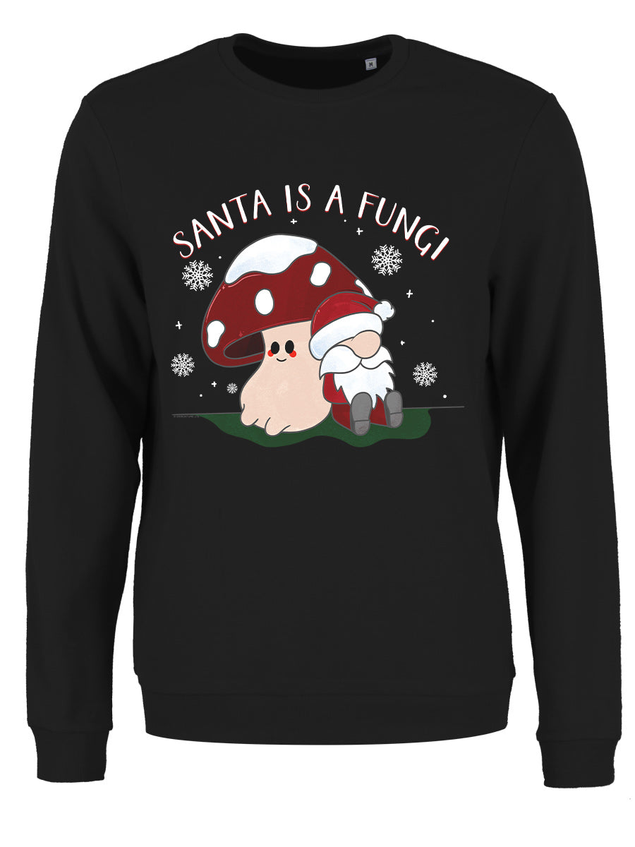 Mushroom Santa Is A Fungi Ladies Black Christmas Jumper