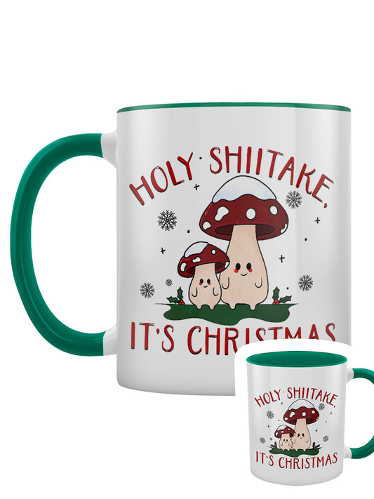 Holy Shiitake, It's Christmas! Mushroom Green Inner 2-Tone Mug