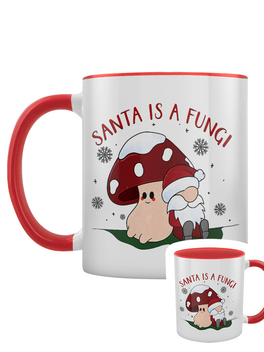 Mushroom Santa Is A Fungi Red Inner 2-Tone Mug