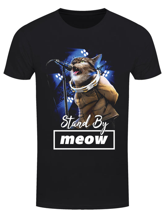 Playlist Pets Stand By Meow Men's Black T-Shirt