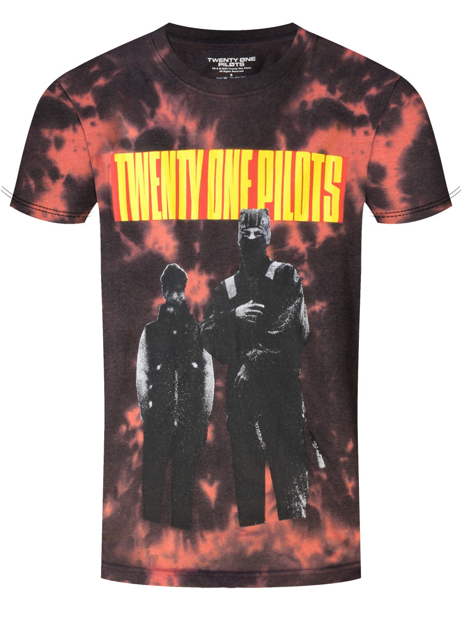 Twenty One Pilots Standing Bar Acid Wash Men's Red and Black T-Shirt