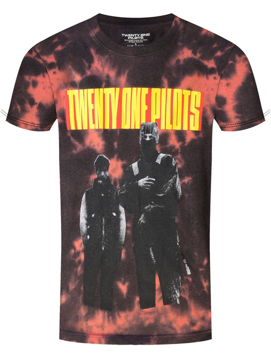 Twenty One Pilots Standing Bar Acid Wash Men's Red and Black T-Shirt