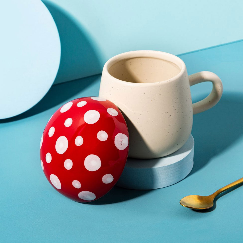 Red Mushroom Mug with Lid