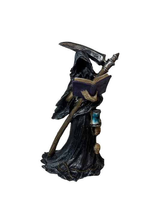 The Reaper Figurine with Book of the Dead & Scythe