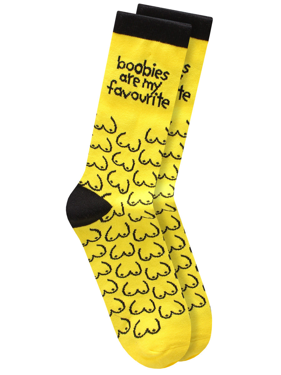 Twisted Soles Boobies Are My Favourite Novelty Adult Socks (1 Pair) Size UK 8-12