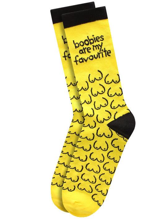 Twisted Soles Boobies Are My Favourite Adult Socks (1 Pair) Size UK 8-12