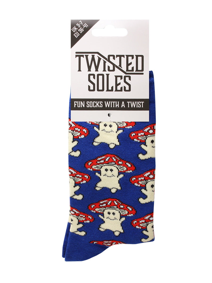 Twisted Soles Little Mushrooms Novelty Adult Socks (1 Pair) Size UK 3-7