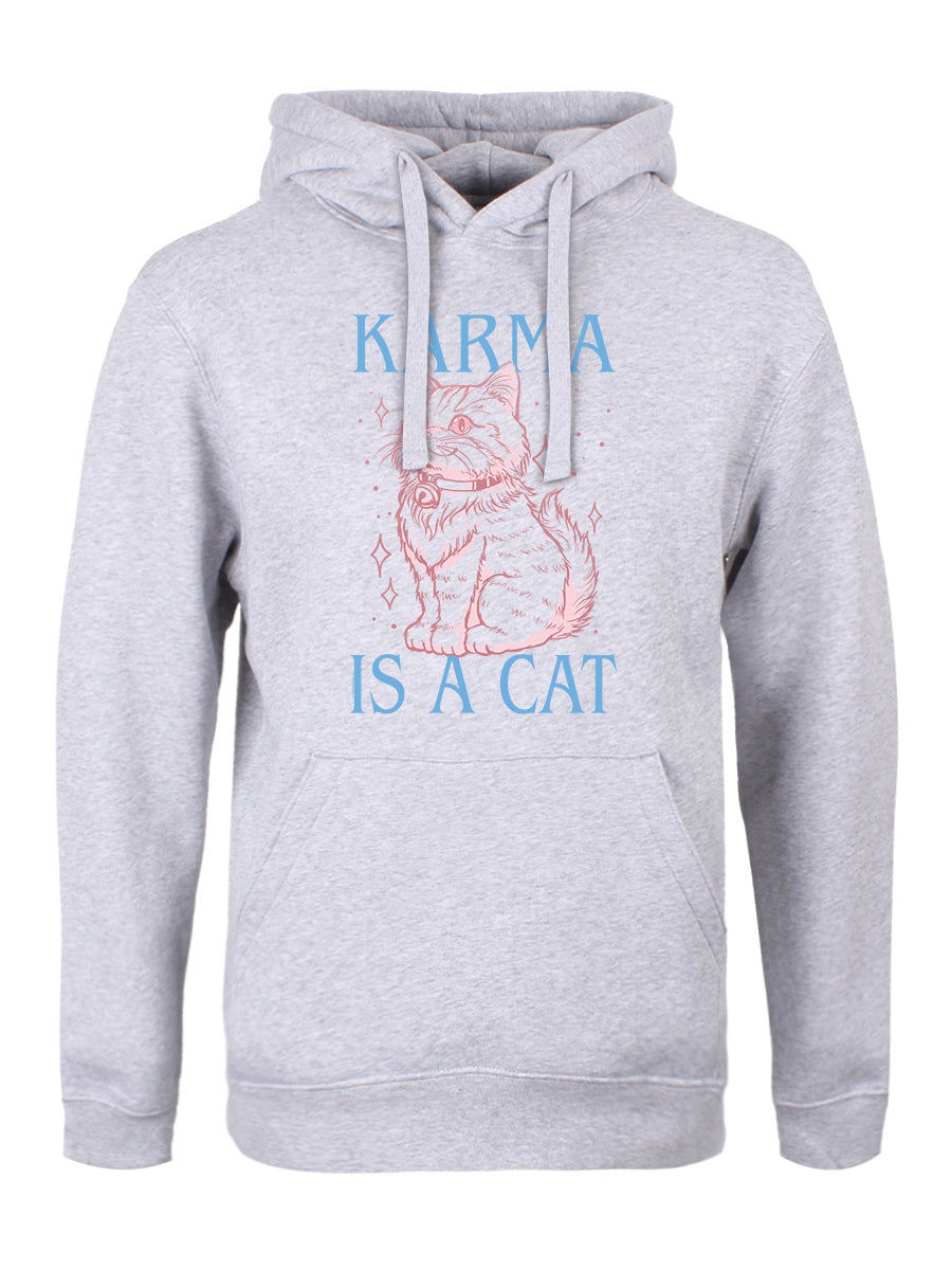 Karma Is A Cat Grey Pullover Hoodie