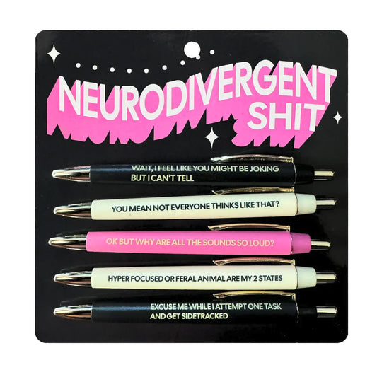 Neurodivergent Shit Pen Shit - Set of 5 black ink ballpoint pens