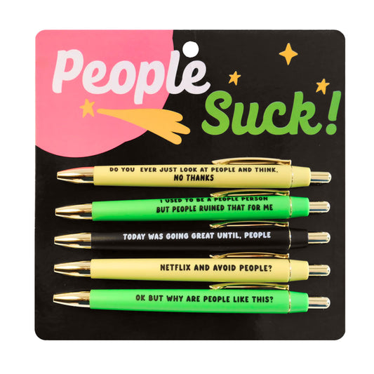 People Suck Pen Set - Set of 5 black ink ballpoint pens