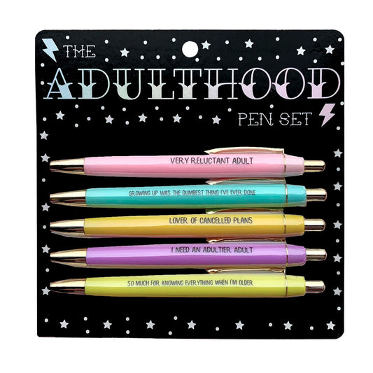 Adulthood Pen Set - Set of 5 black ink ballpoint pens