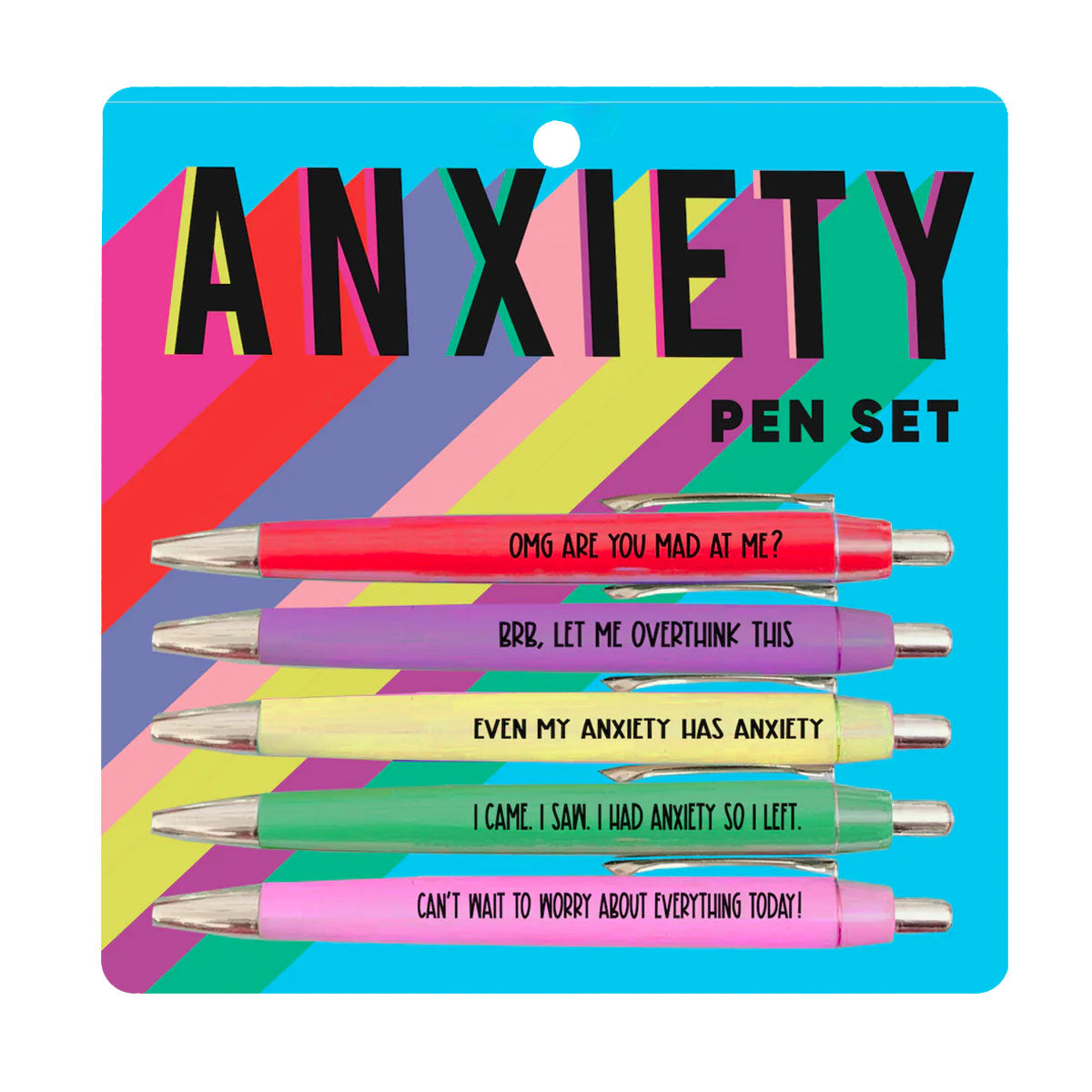 Anxiety Pen Set - Set of 5 black ink ballpoint pens