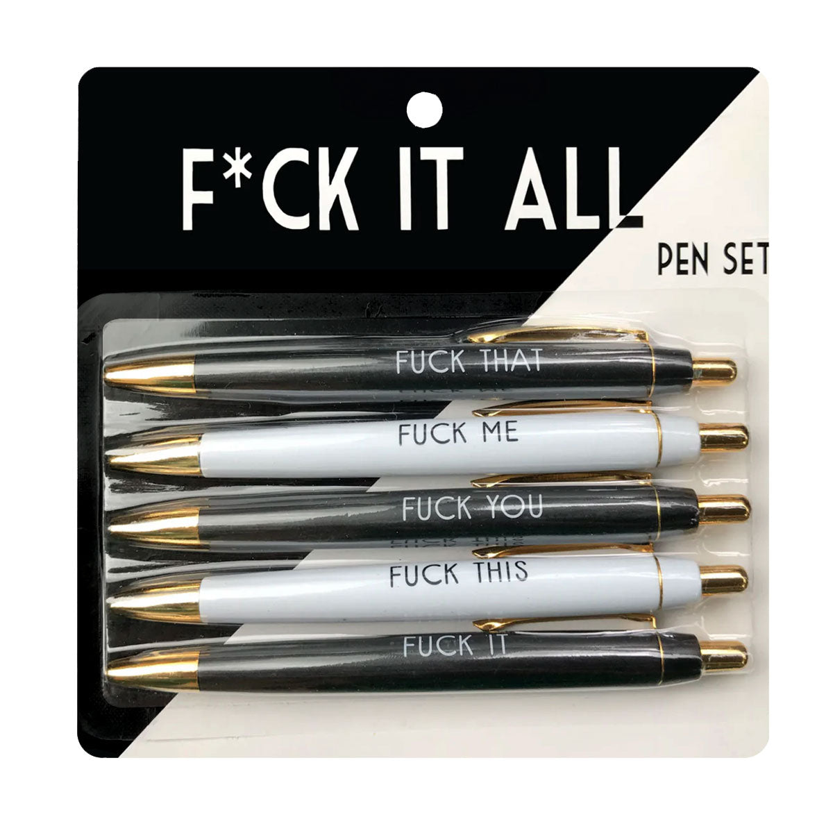 Fuck It All Pen Set - Set of 5 black ink ballpoint pens