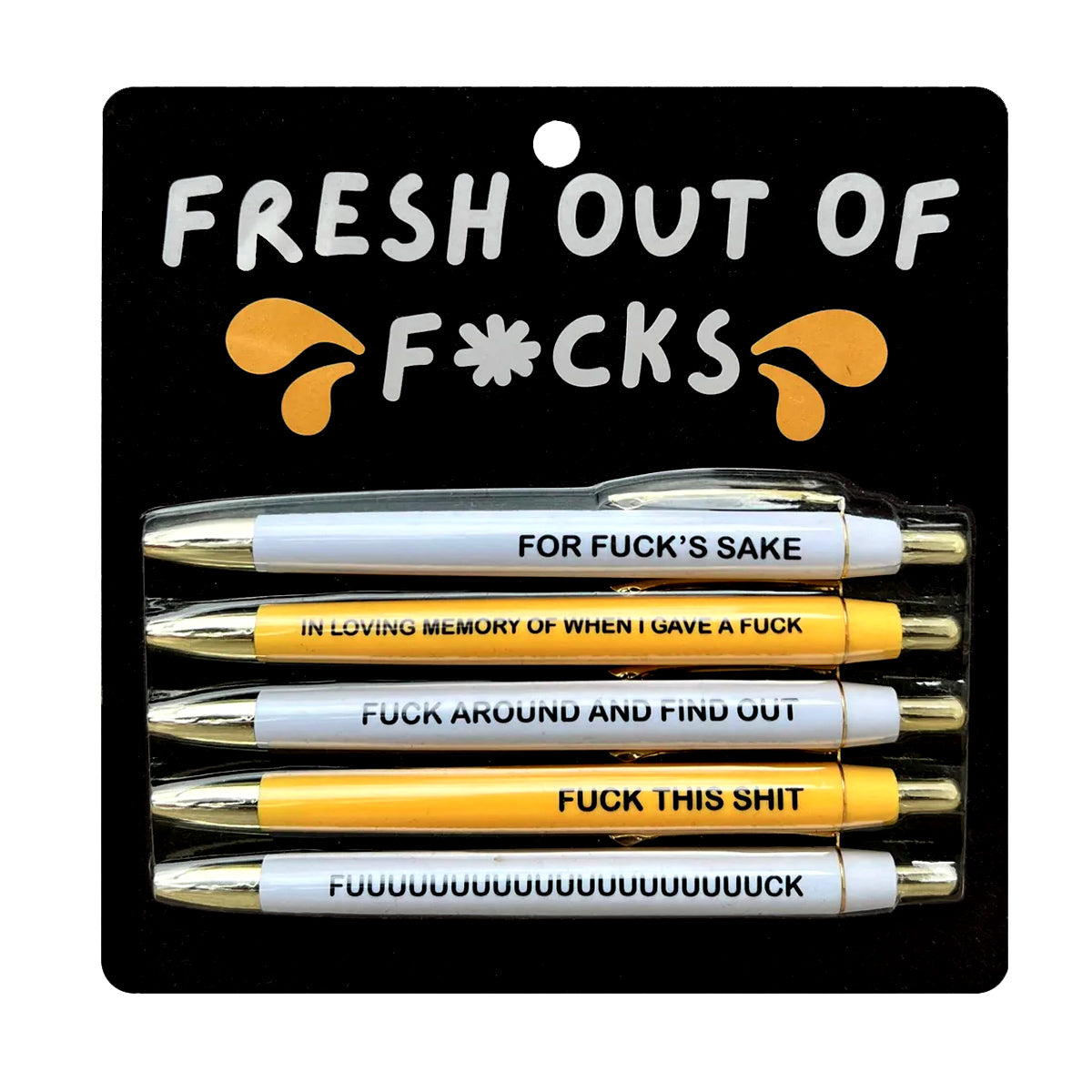 Fresh Out Of Fucks Pen Set - Set of 5 black ink ballpoint pens