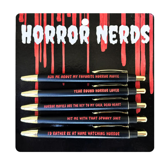 Horror Nerds Pen Set - Set of 5 black ink ballpoint pens