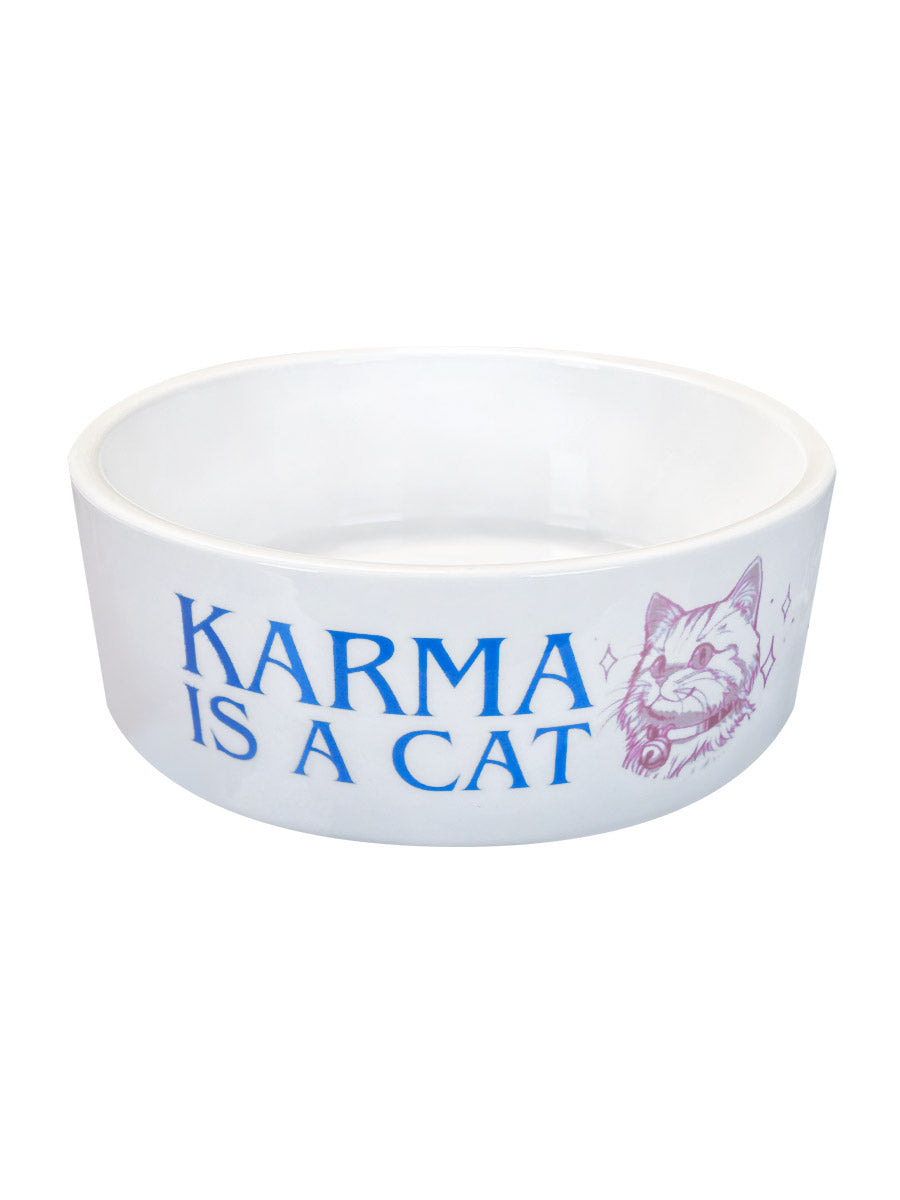 Karma Is A Cat Ceramic Cat Bowl